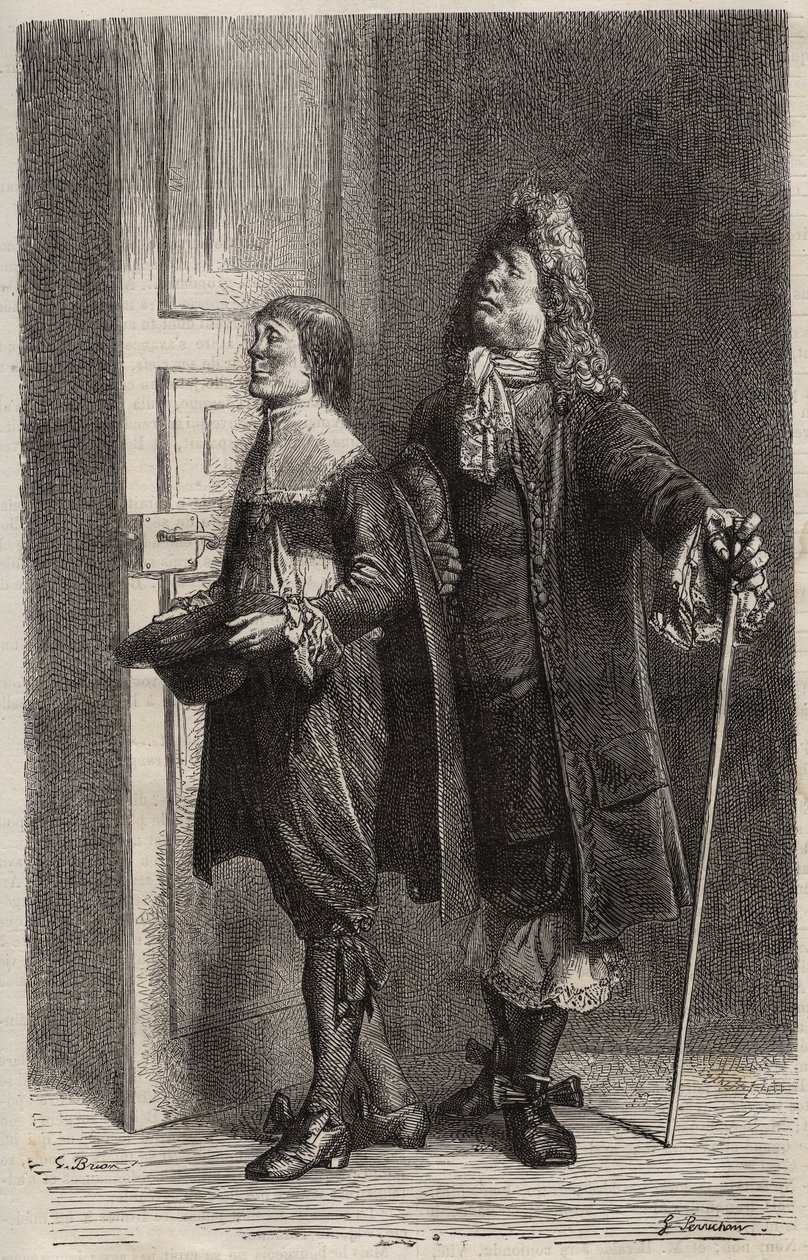 Diafoirus pere et fils - grawerunek do „”The Imaginary Malad”” Jeana Baptiste Poquelin dit Moliere (1622-1673) (The Imaginary Invalid) autorstwa Unknown artist
