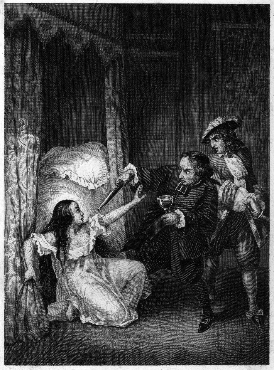 Diane de Joannis de Châteaublanc de Roussan, markiza Gangesu (1635-1667) zamordowana przez swoich dwóch towarzyszy, opata i rycerza Gangesu. Grawerunek z 1847 roku. autorstwa Unknown artist