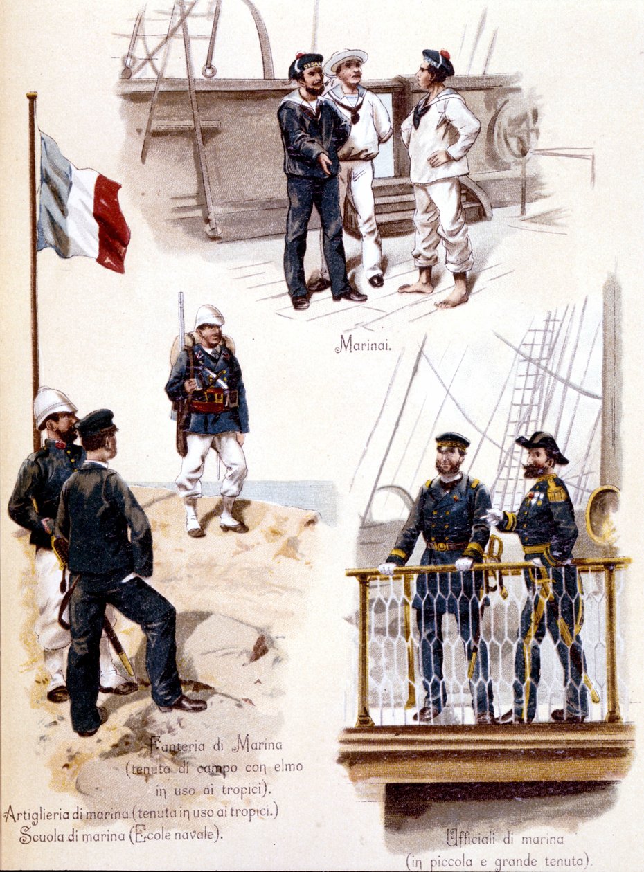 Różne mundury francuskiej marynarki wojennej około 1860 r autorstwa Unknown artist