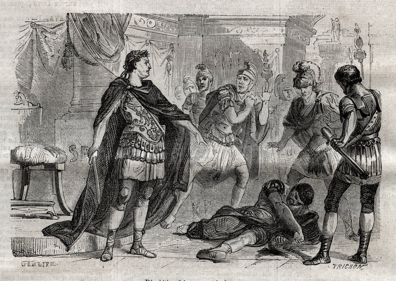 Dioklecjan (Caius Aurelius Valerius Diocletianus Augustus) (244-311) umierający Lucius Flavius Aer - grawerowanie w „” Dictionnaire populaire illustrious” - 1864 - Joseph December i Edmond Allonier - autorstwa Unknown artist