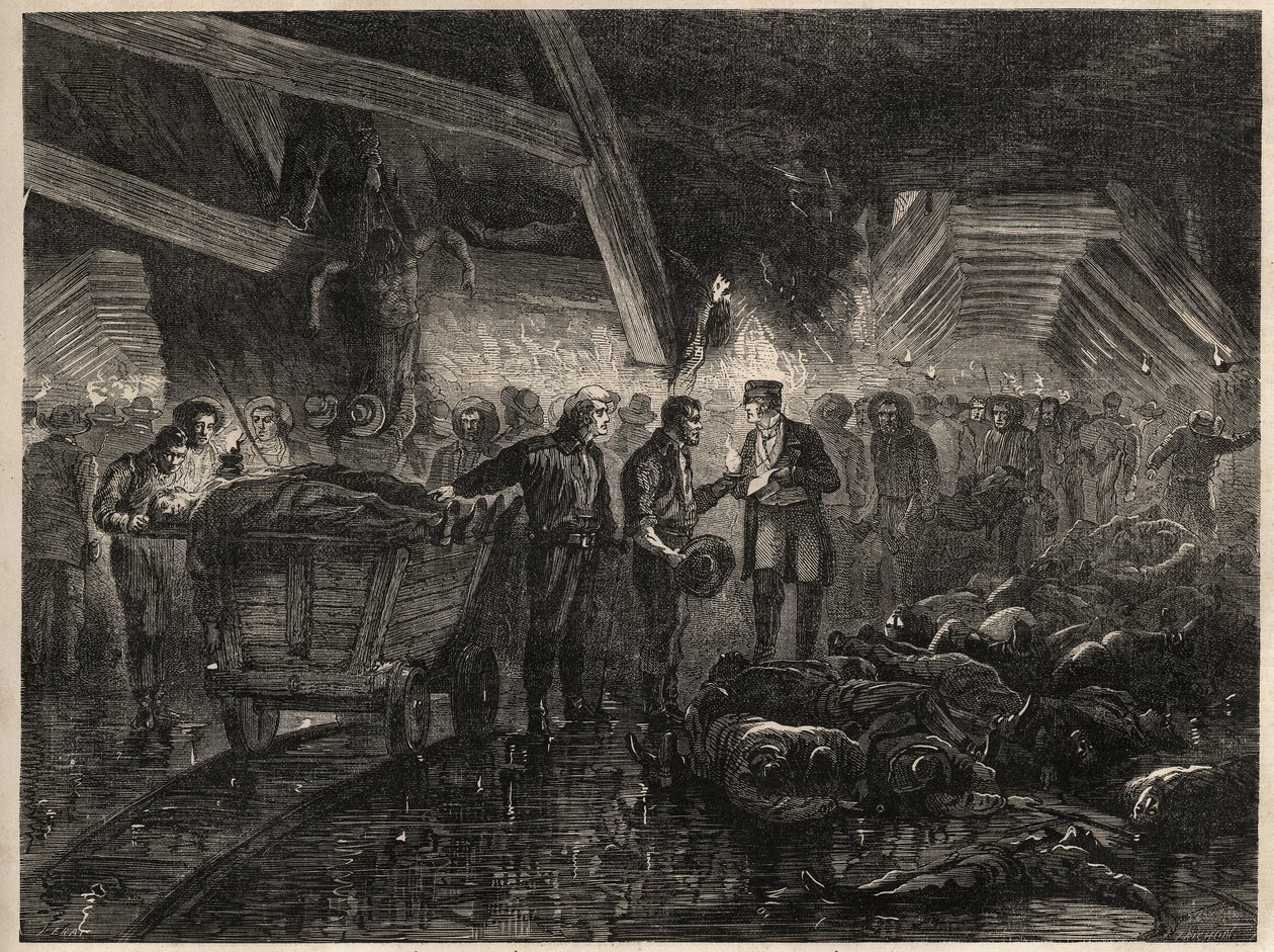 Katastrofa kopalń bessege - MINES DE COAL DE LALLE - Powodzie autorstwa Unknown artist