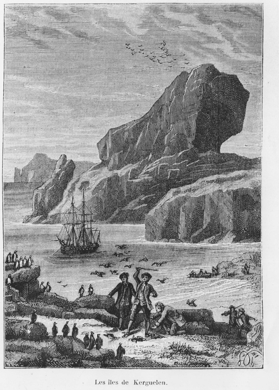 Odkrycia i eksploracje: wyspy Kerguelen - w „” Voyageurs du 18th et 19th century, autorstwa Juliusza Verne