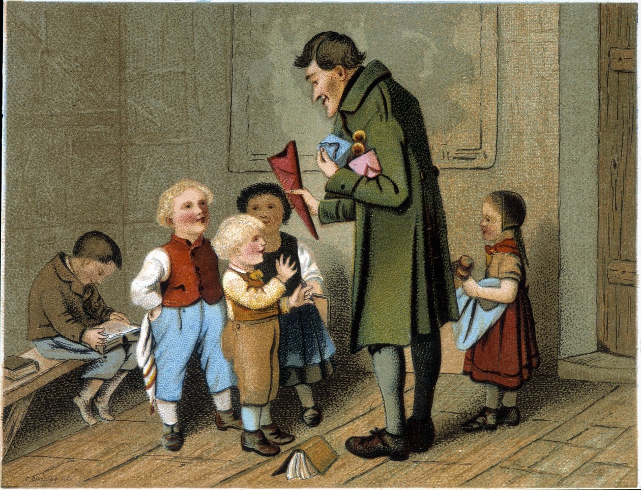Rozdanie nagród w szkole - chromolitografia, koniec XIX w. autorstwa Unknown artist