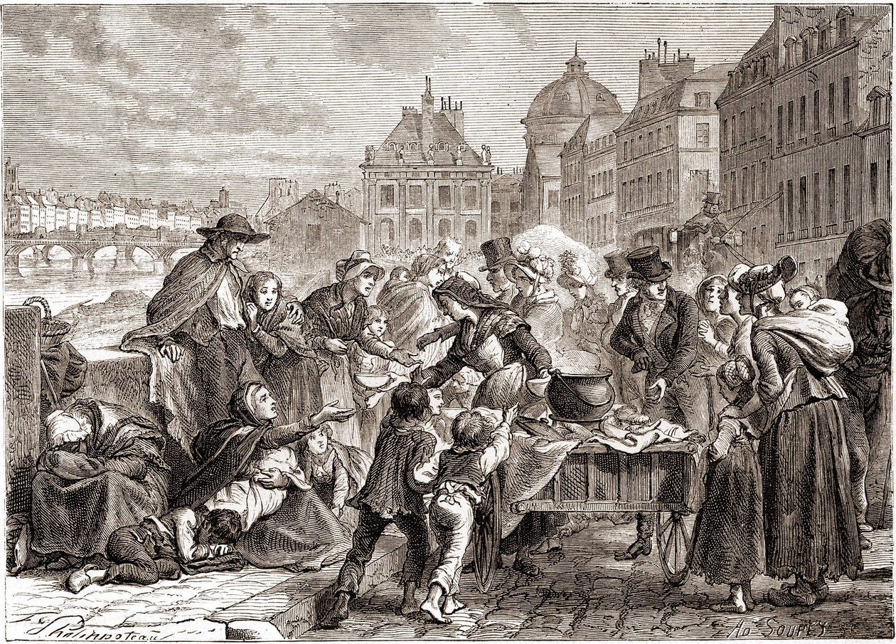 Dystrybucja żywności głodnym chłopom około 1820 r. - w „L