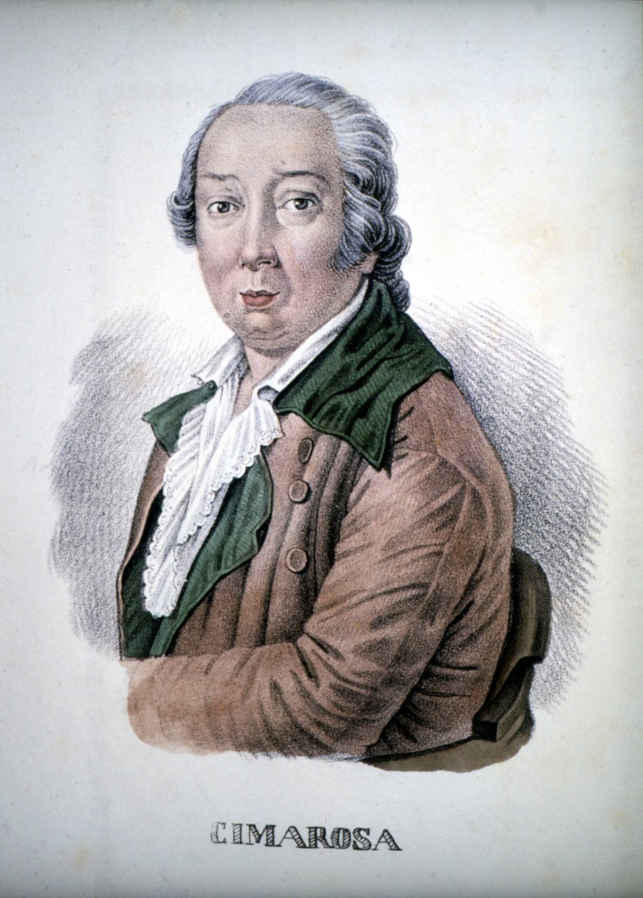 Domenico Cimarosa (1749 - 1801), Kolorowa grawerunek z XIX wieku. autorstwa Unknown artist