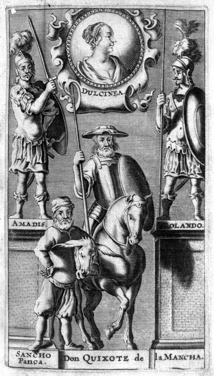 Don Kichot przez Cervantesa. Frontyspis wydania Amberes autorstwa Unknown artist