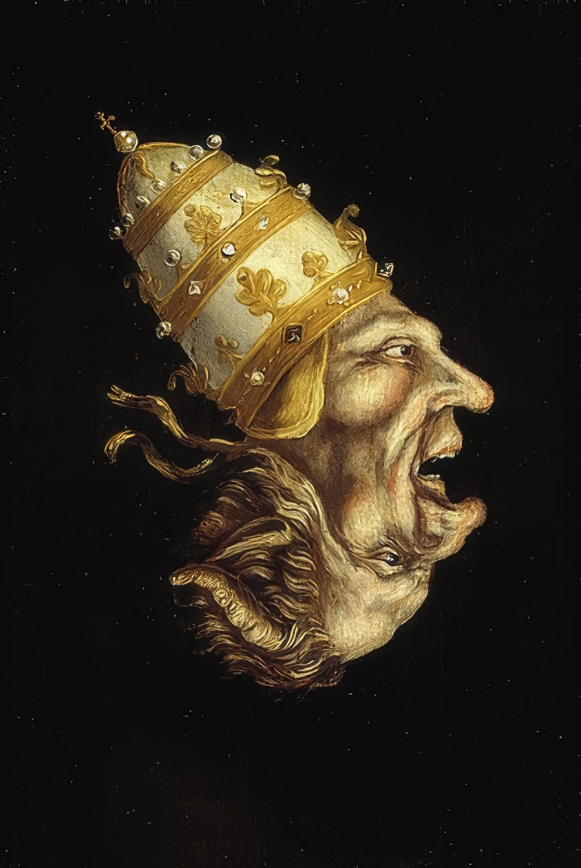 Podwójny portret z Papieżem i Diabłem (rewers). Około 1600 autorstwa Unknown