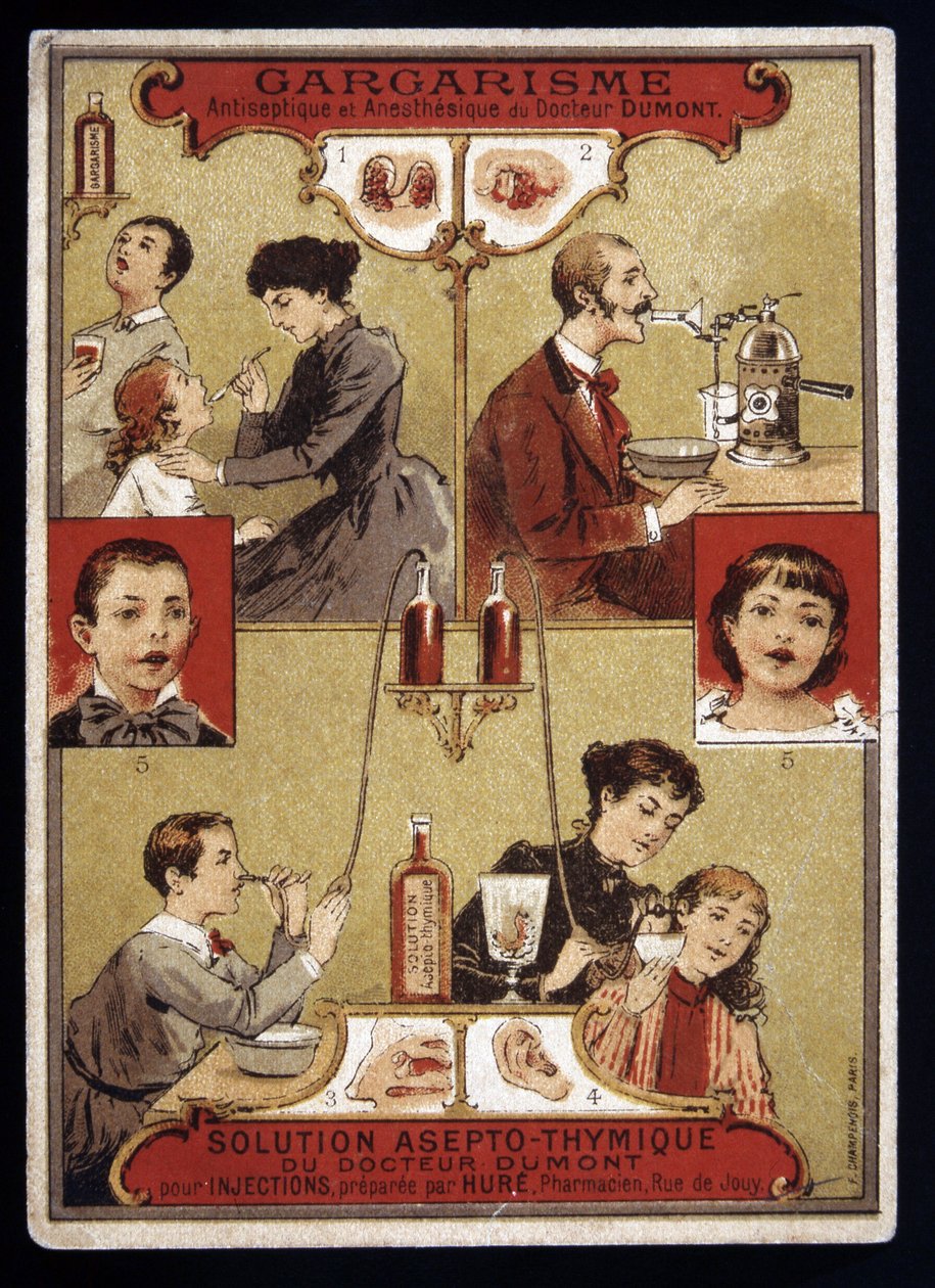 Antyseptyczne i znieczulające płukanie gardła dr Dumonta - Reklama, koniec XIX wieku autorstwa Unknown artist