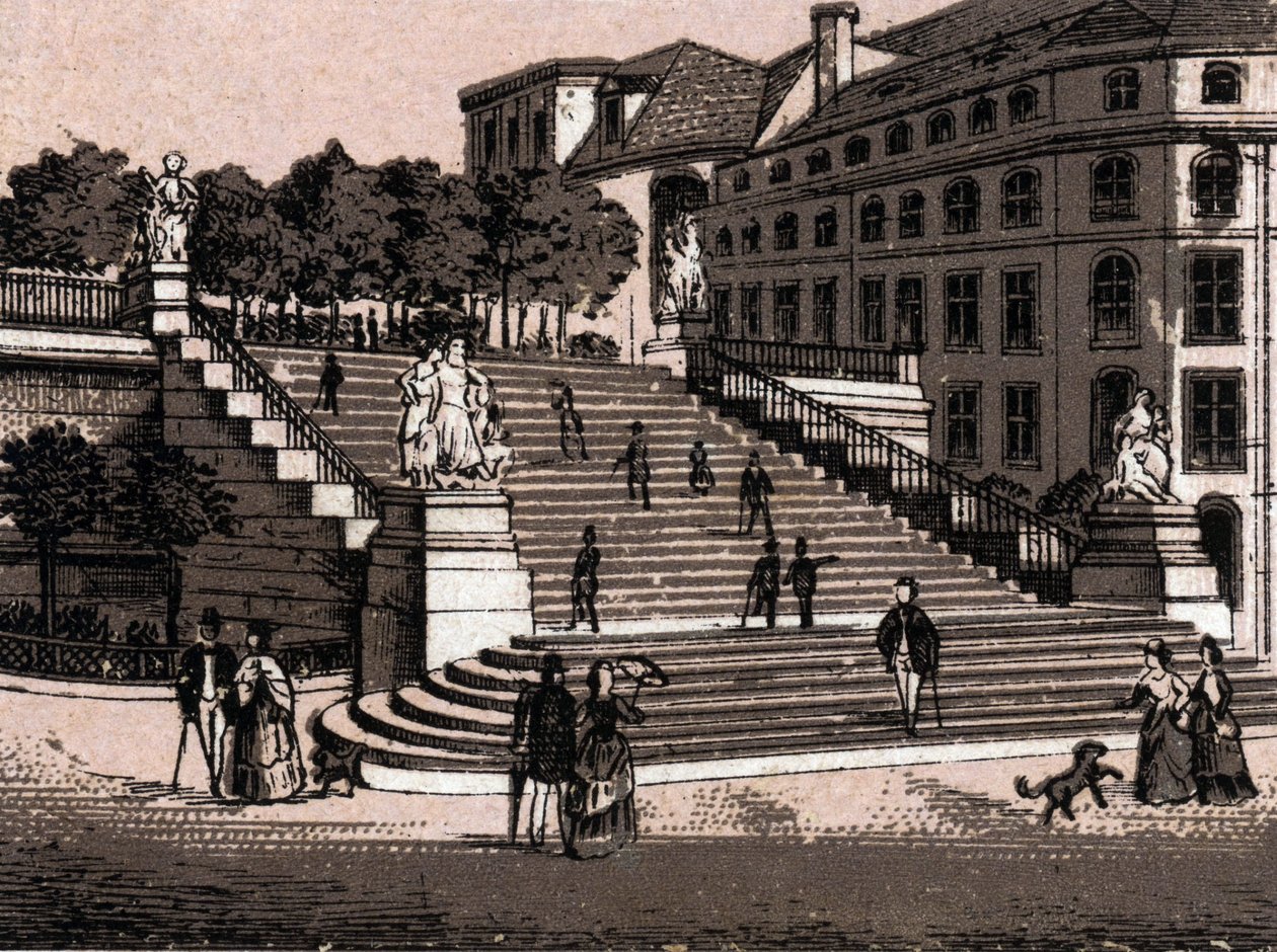 Drezno, Niemcy: widok na Tarasy Bruhlschego (Tarasy Bruhlschego w Dreźnie). w „” Świat ilustruje 168 odsłon”” Niedatowany (koniec XIX wieku) autorstwa Unknown artist