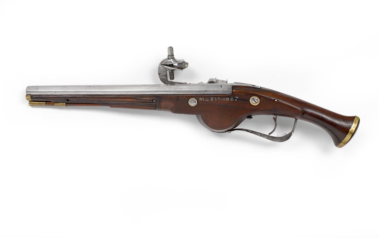 Holenderski lub niemiecki pistolet z zamkiem kołowym, ok. 1630 (pistolet, zamek) autorstwa Unknown artist