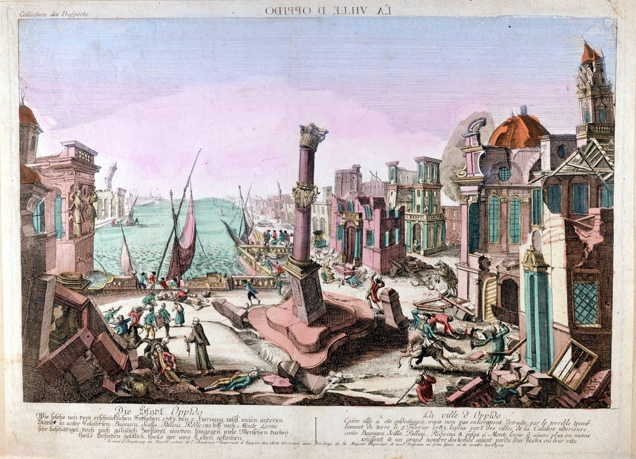 Trzęsienie ziemi w Oppido Mamertina w Kalabrii (południowe Włochy) w dniu 15 lutego 1783 r. autorstwa Unknown artist