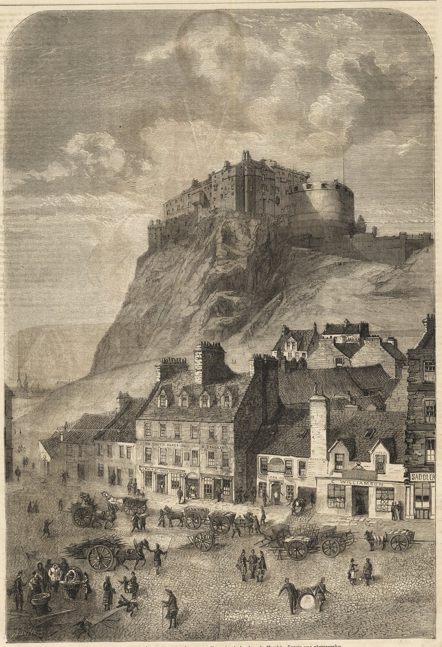 Zamek w Edynburgu - Zamek w Edynburgu w Szkocji - 1864 autorstwa Unknown artist