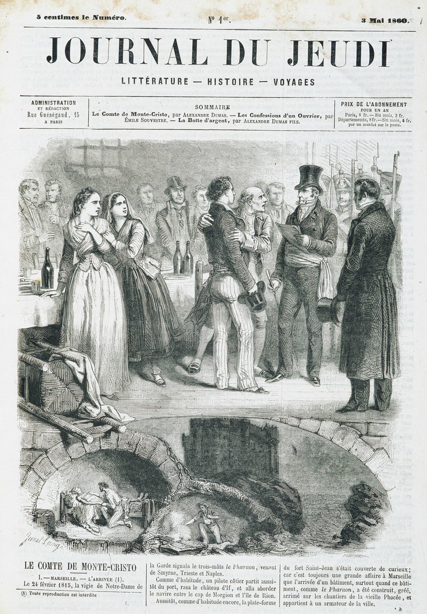 Edmond Dantes, hrabia Monte Cristo (Monte Cristo) ma przyjęcie - w „”Le Journal du Thursday”” od 03.05.1860 autorstwa Unknown artist