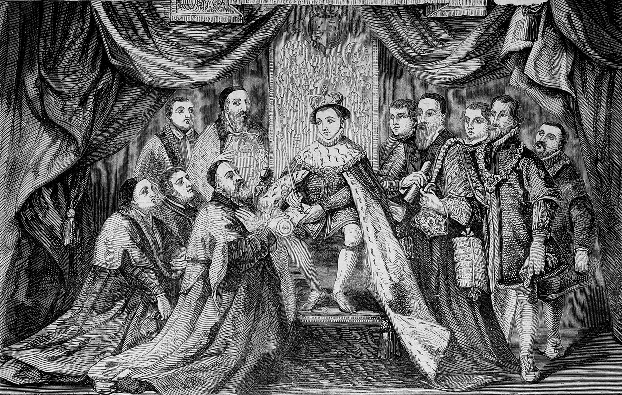 Edward VI (1547 -1553), król Anglii, nadający przywilej poprzez podpisanie przywileju Bridewell - według Hansa Holbeina. autorstwa Unknown artist