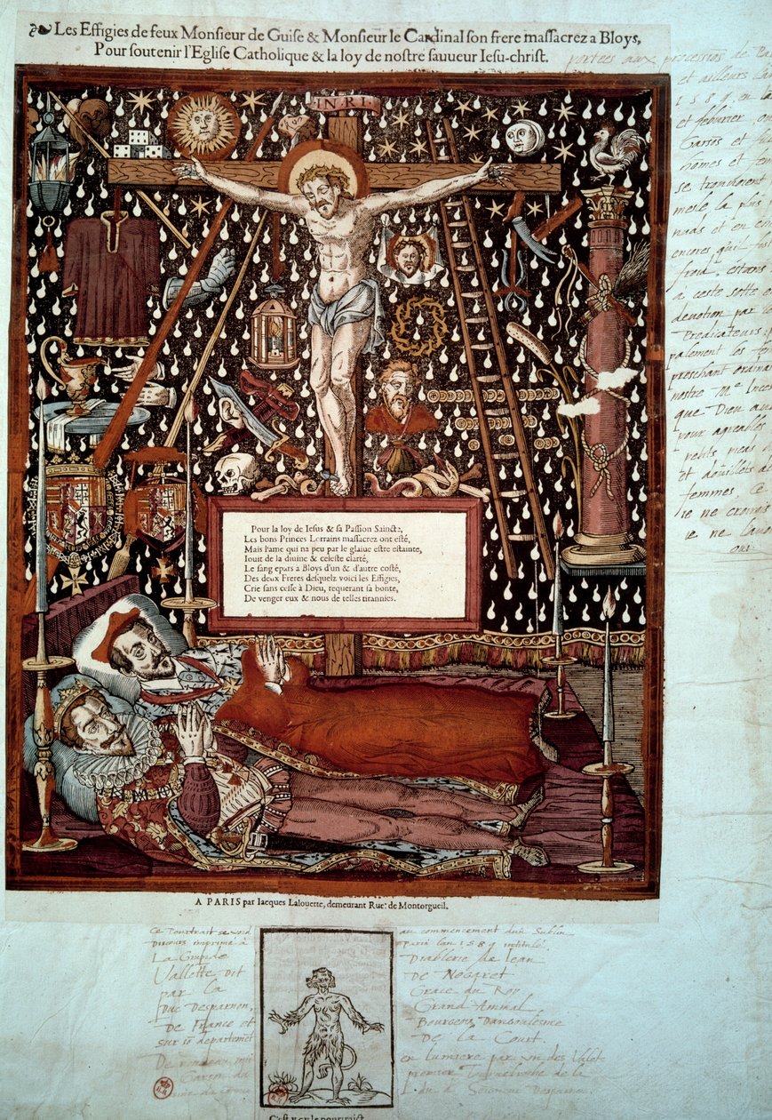 Wizerunki Henryka I Lotaryngii, 3. księcia Guise (1550-1588) i jego brata Ludwika II Guise, kardynała Lotaryngii (1555-1588) zamordowanego w Blois w dniach 23 i 24 grudnia 1588 z rozkazu Henryka III XVI-wieczny Paryż, B.N. autorstwa Unknown artist