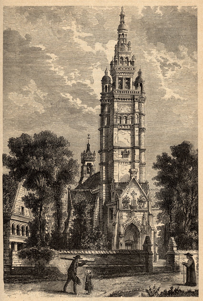 Kościół Notre Dame de Croaz Batz w Roscoff - Finistere - Bretania - grawerowanie w „” PATRIE” - PECTURESSE OPIS FRANCJI W 6 TOMACH WG LUCIENA HUARDA - koniec XIX wieku autorstwa Unknown artist