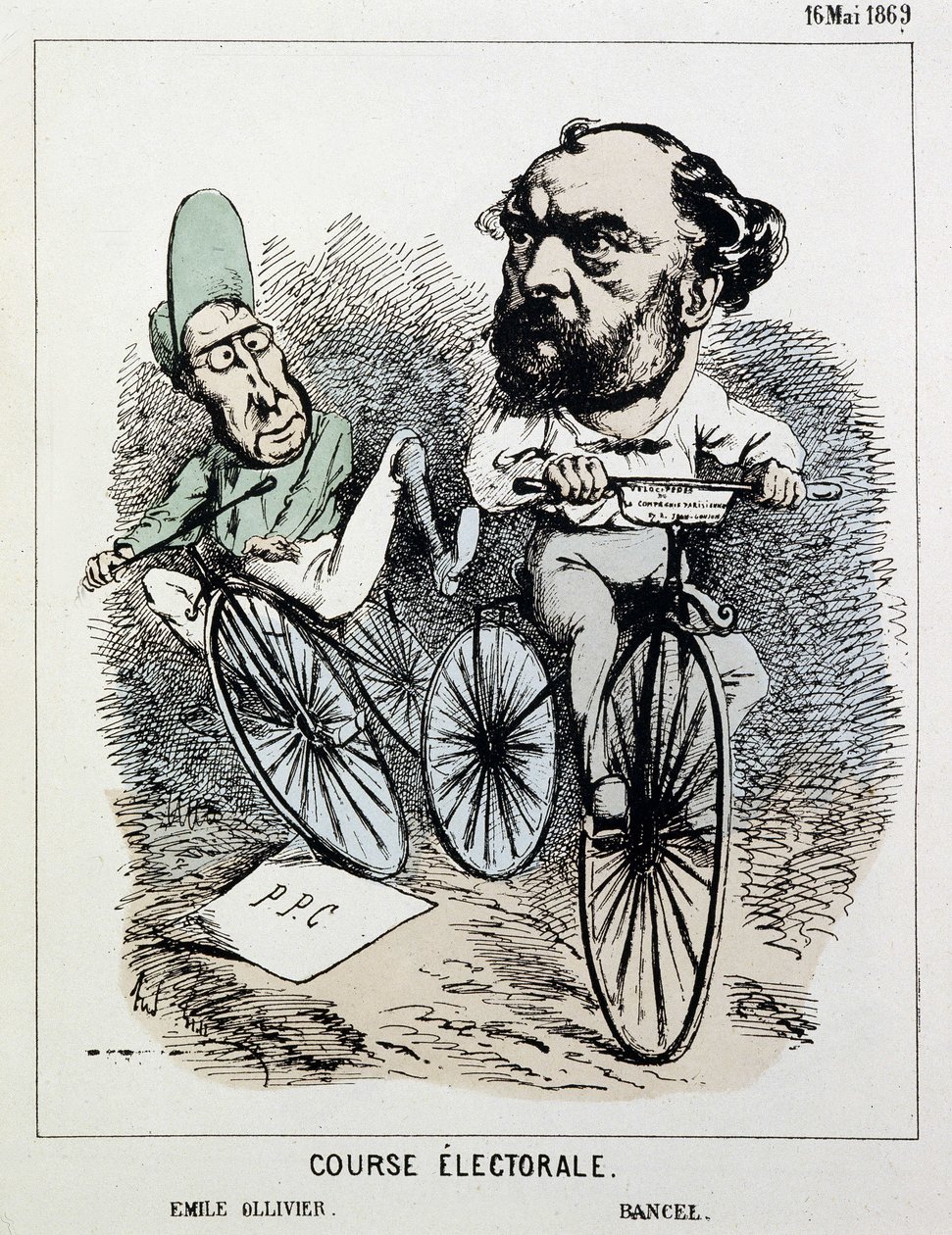 Rowerowy wyścig wyborczy: Emile Ollivier i Bancel autorstwa Unknown artist