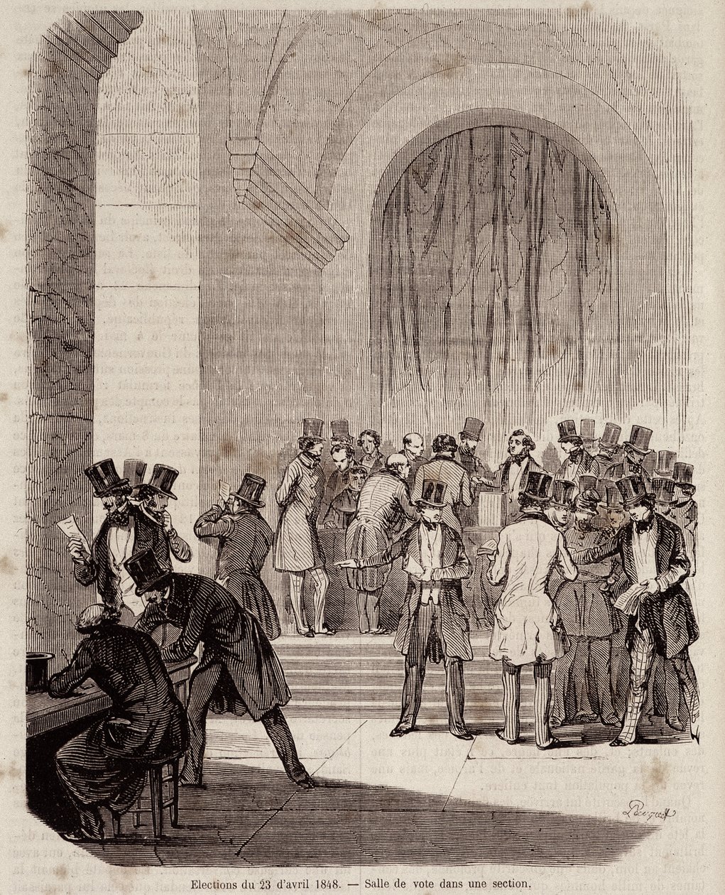 Wybory 23 kwietnia 1848 r.: sala głosowania w sekcji - w „Współczesnej historii popularnej” autorstwa Unknown artist