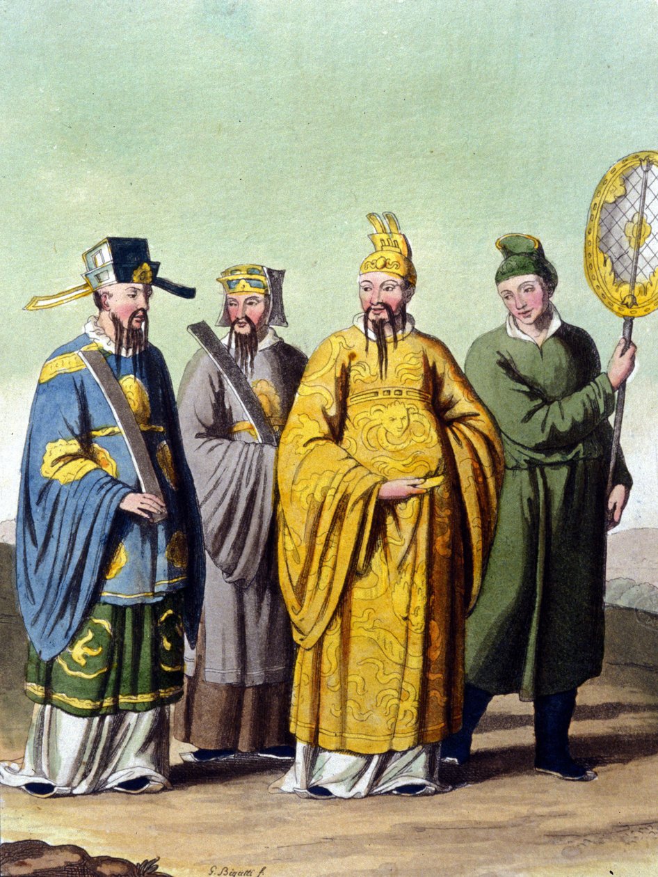 Cesarz Chin w otoczeniu mandarynek – w „Le costume ancien et moderne” J. Ferrario, wyd. Mediolan autorstwa Unknown artist