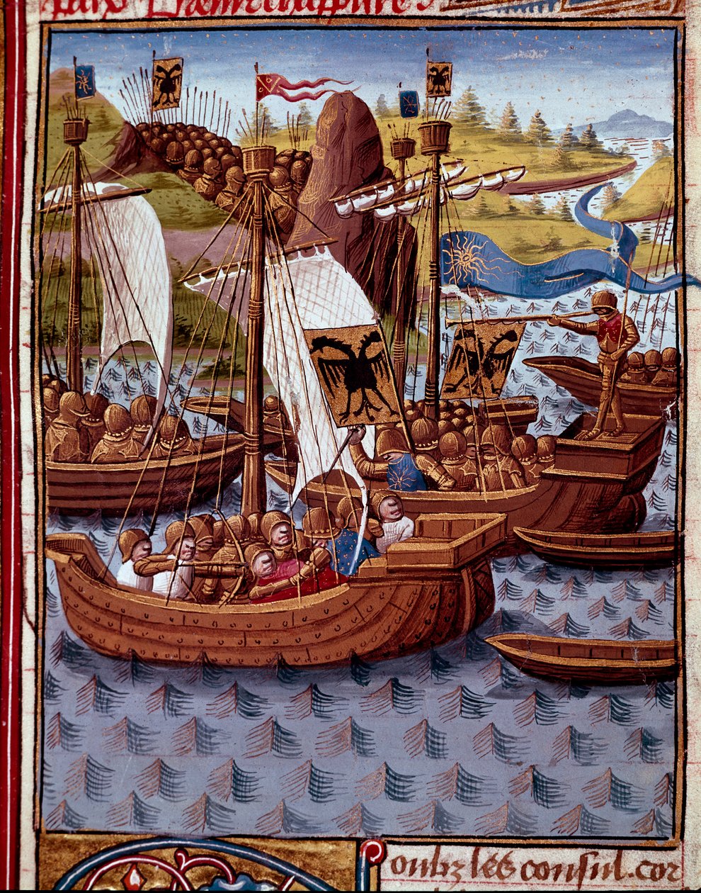 Wrogowie przybywają do Rzymu, by prosić o pokój z Rzymian Miniatura z „”Historii Rzymu”” (Ad urbe condita) autorstwa Titus Live (59 pne-17 AD) (Titus Livius), przekład Pierre Bressuire (ms. 310) 1450- 1500 - Chantilly, musee Conde - Wrogowie przybywają do  autorstwa Unknown artist