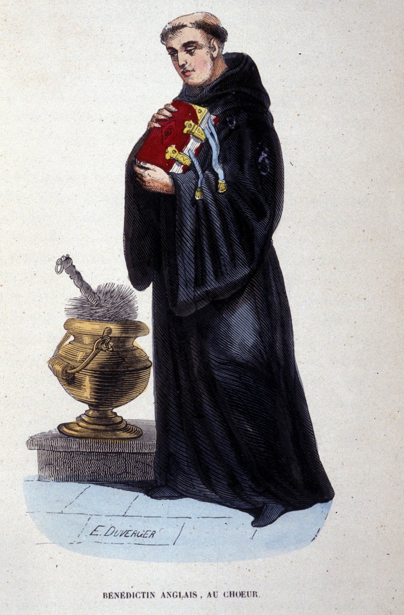 Angielski benedyktyn. Rycina z albumu na zakony, Paryż autorstwa Unknown artist