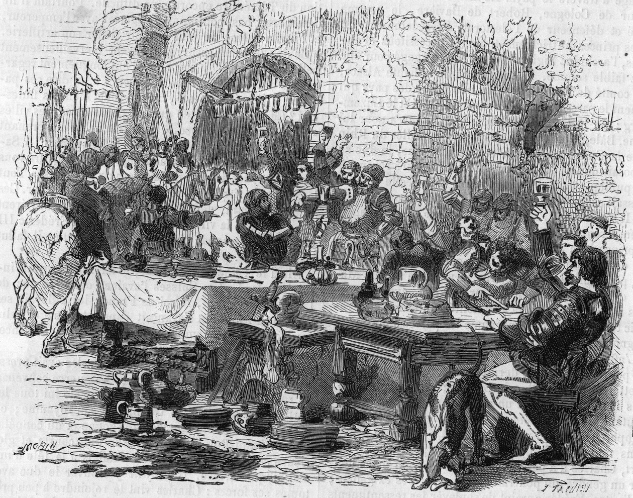 Angielska zbroja traktowana przy otwartym stole w Amiens w 1475 roku. autorstwa Unknown artist