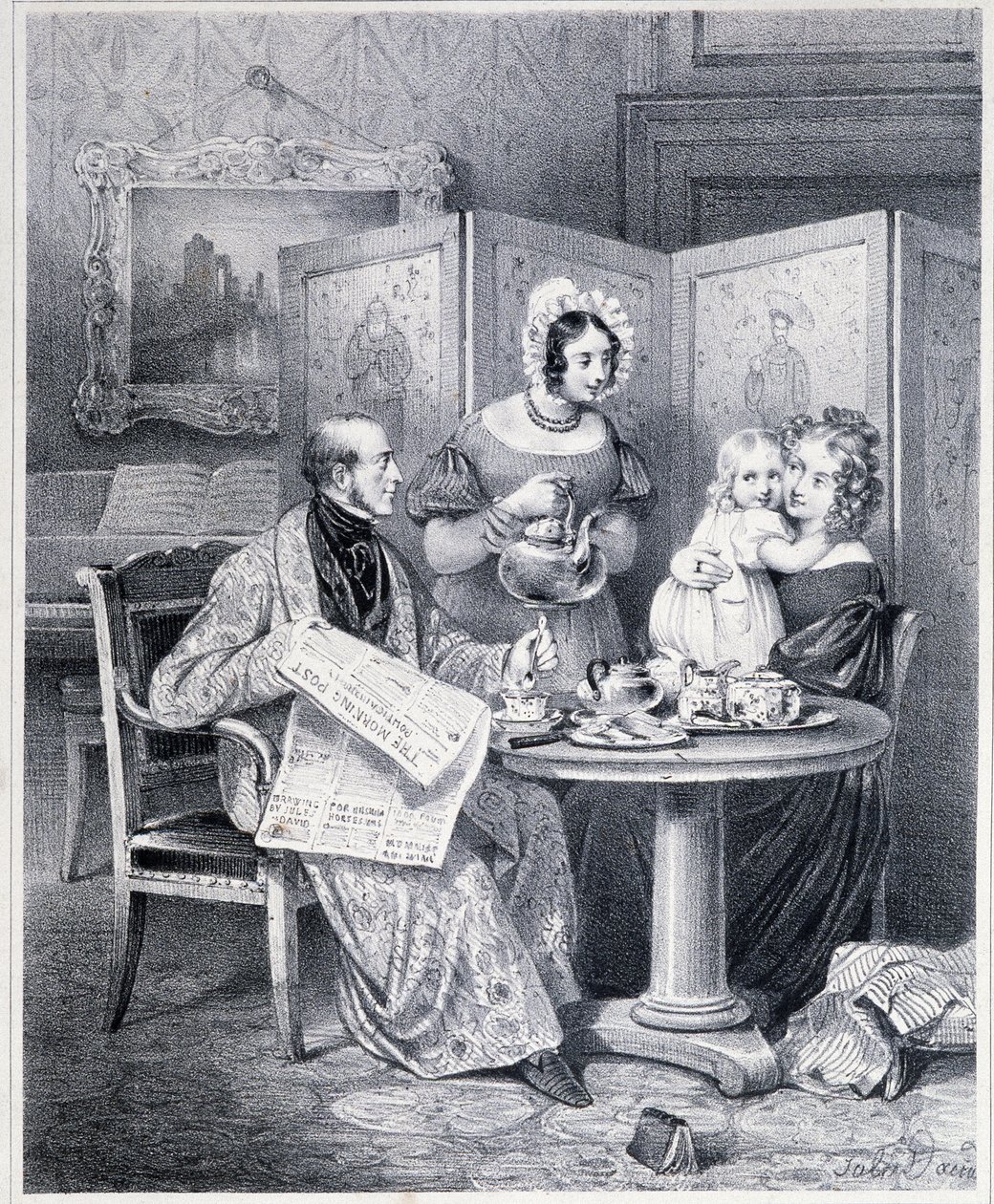 Angielska para pijąca herbatę - XIX wiek. autorstwa Unknown artist
