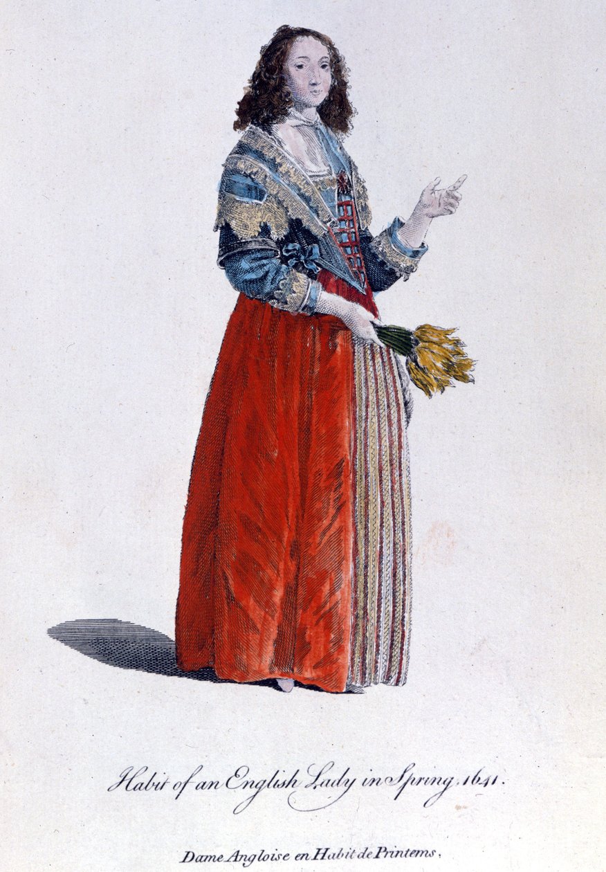Angielka w wiosennej sukience w 1641. Grawerowanie XIX wieku. autorstwa Unknown artist