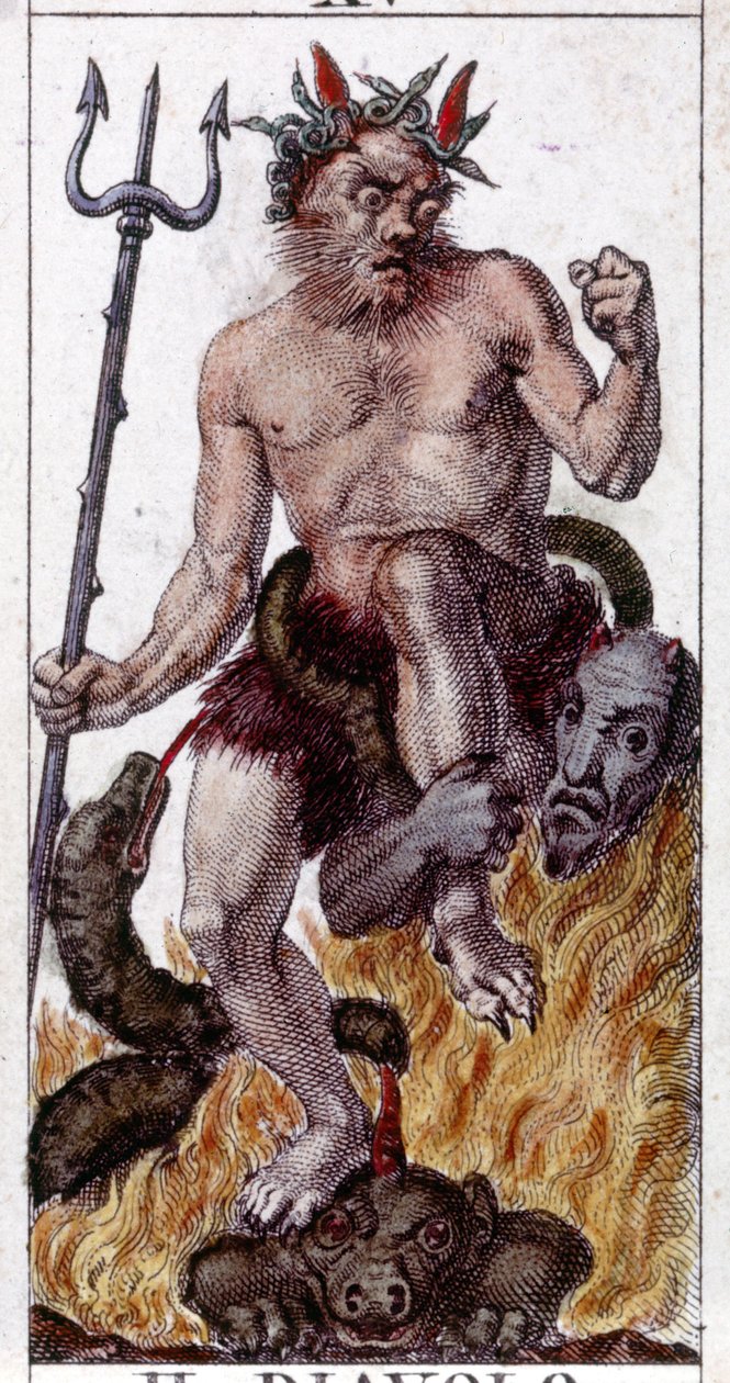 Grawerowanie na mapie XIX-wiecznej gry tarota. autorstwa Unknown artist