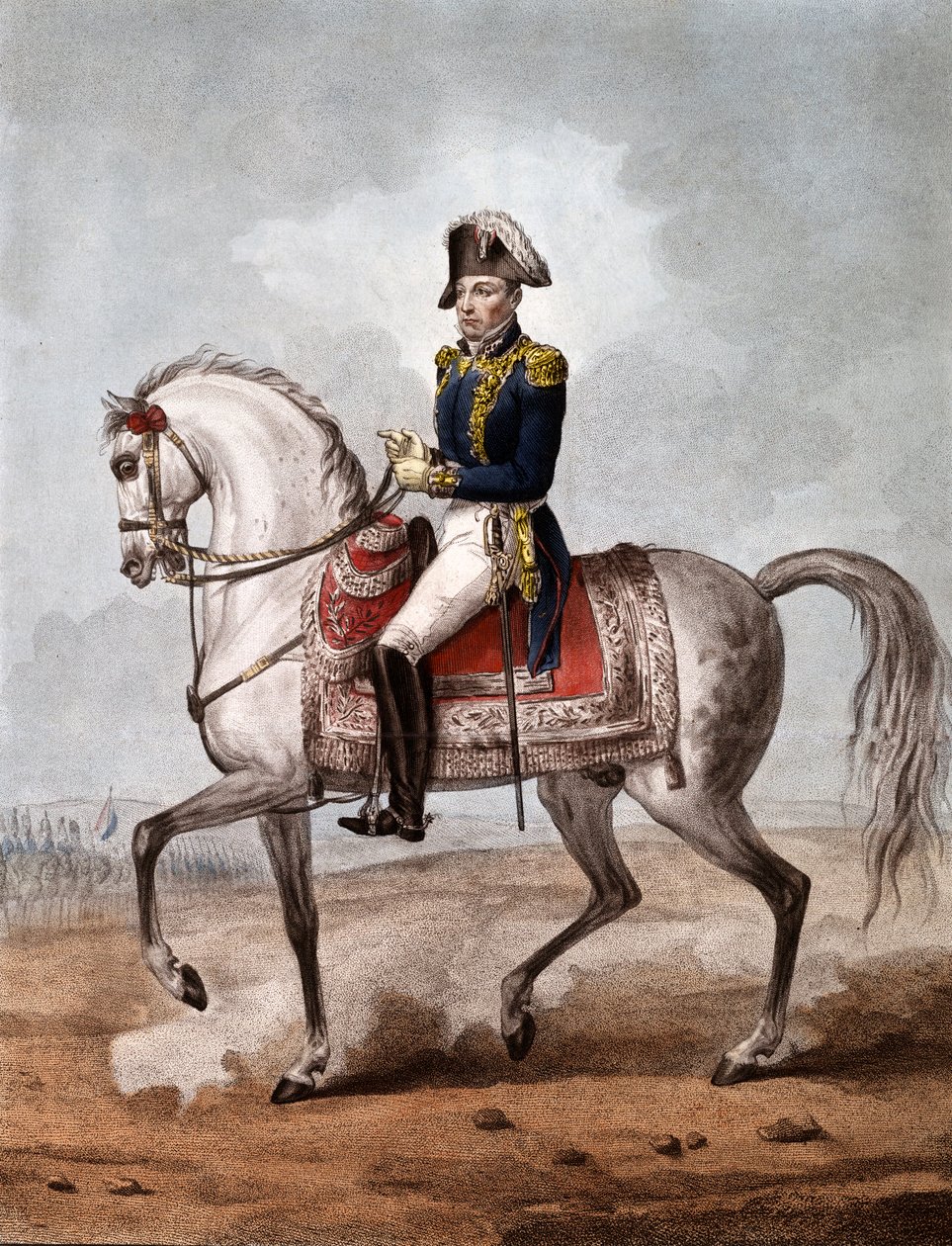Portret konny markiza Gilbert du Motier de La Fayette (1757-1834), francuskiego arystokraty, oficera wojskowego i polityka - Grawer - markiz La Fayette (1757-1834), francuski wojskowy i polityk autorstwa Unknown artist