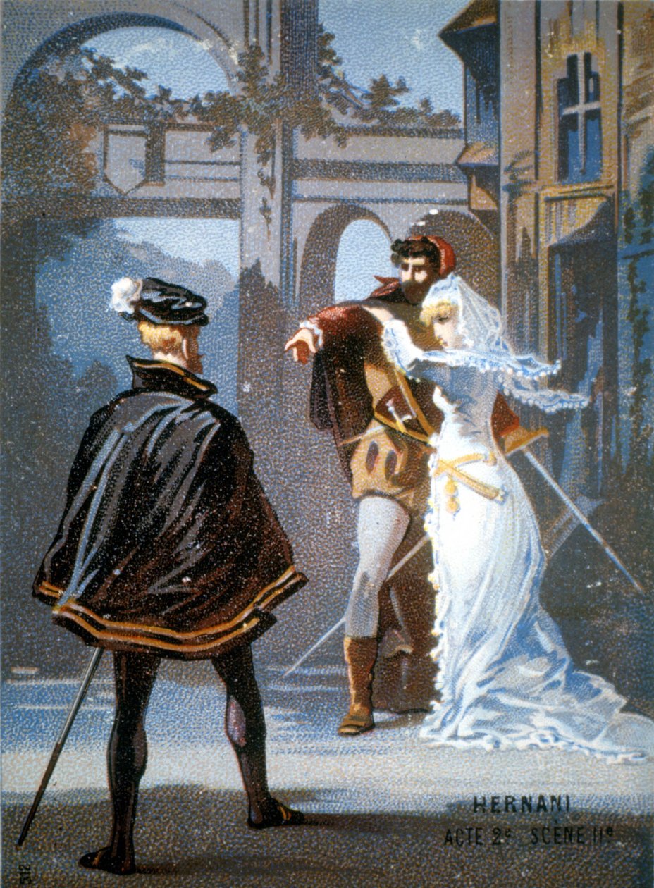 Ernani de Giuseppe Verdi, akt II, scena II. chromolitografia XIX wiek. autorstwa Unknown artist