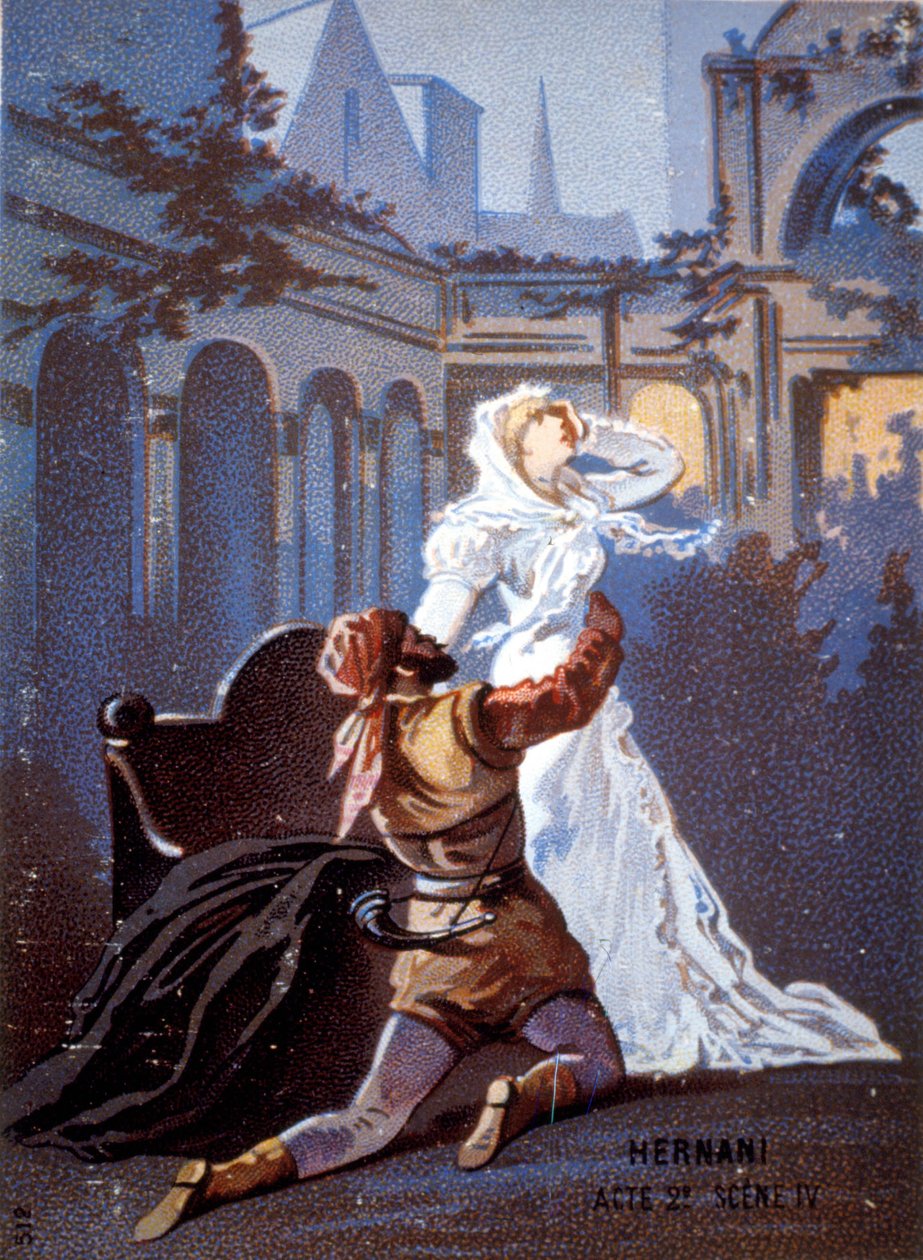 Ernani de Giuseppe Verdi Akt II, scena IV. chromolitografia XIX wiek. autorstwa Unknown artist
