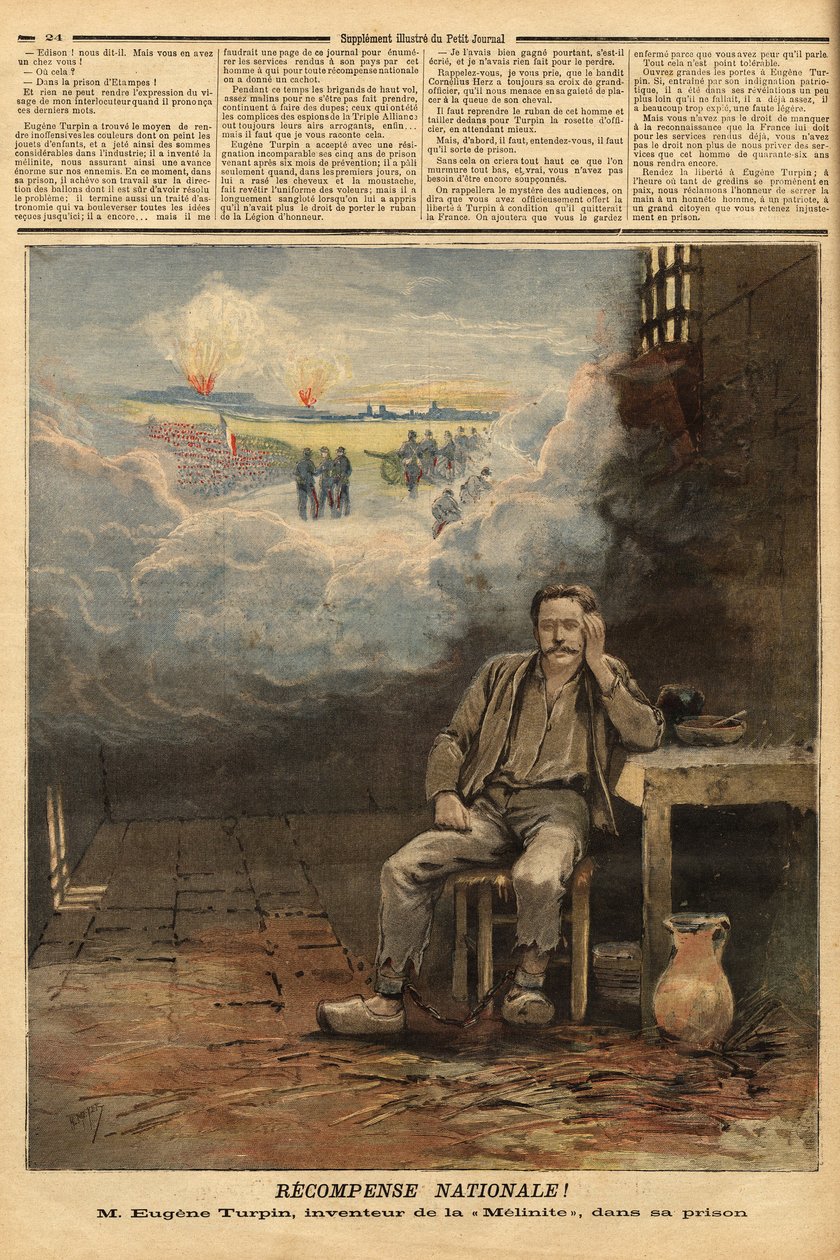 Eugene Turpin (1848-1927) chemik, wynalazca w 1884 r. melinitu (materiał wybuchowy) w swojej celi, oskarżony (niesłusznie) o sprzedanie swojego wynalazku wrogowi. Inspiruje Juliusza Verne