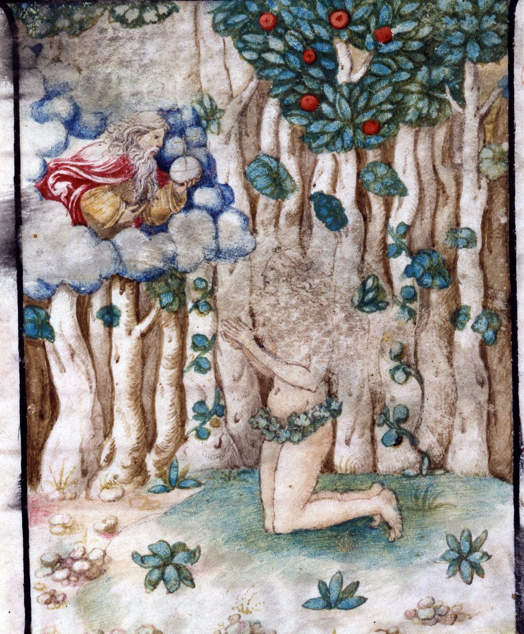 Ewa w ziemskim raju (raju). 16 wiek. Kościół Najświętszej Marii Panny w koronie, Lodi. autorstwa Unknown artist