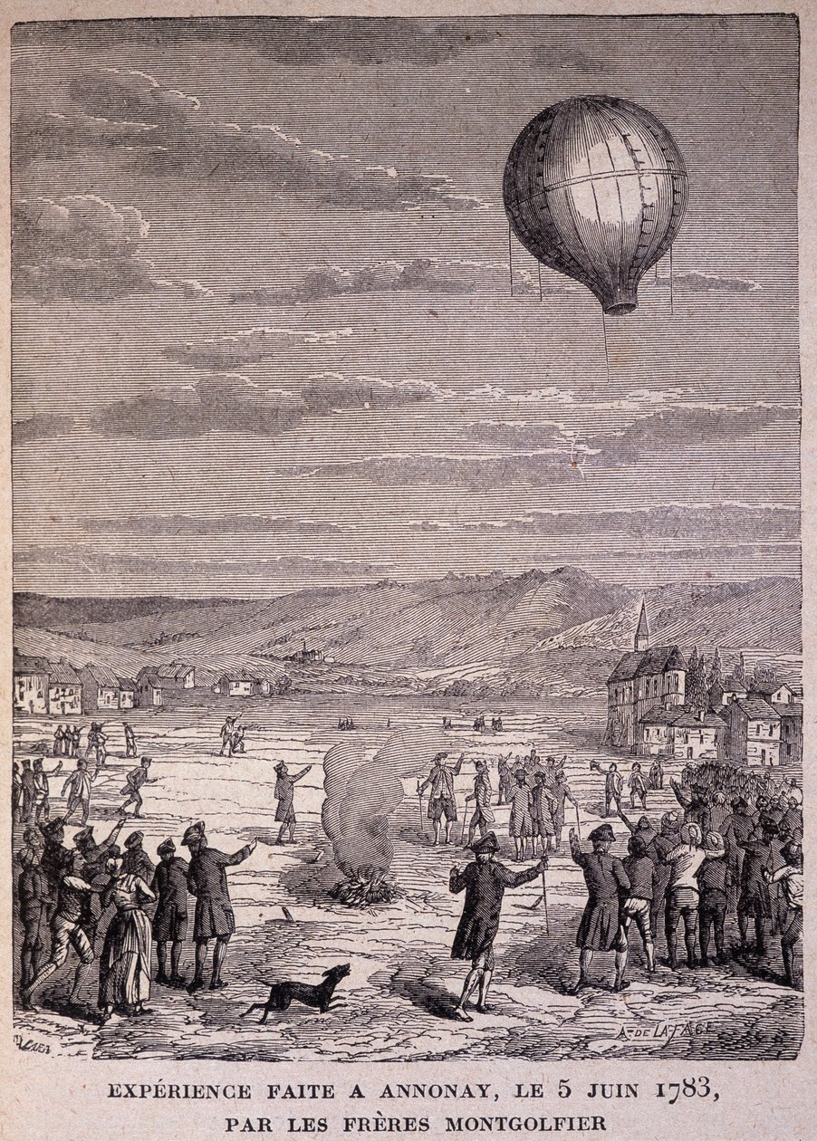 Eksperyment wykonany w Annonay 5 czerwca 1783 r. przez braci Montgolfier - w „Les Contemporains”, b.d. koniec XIX wieku. autorstwa Unknown artist