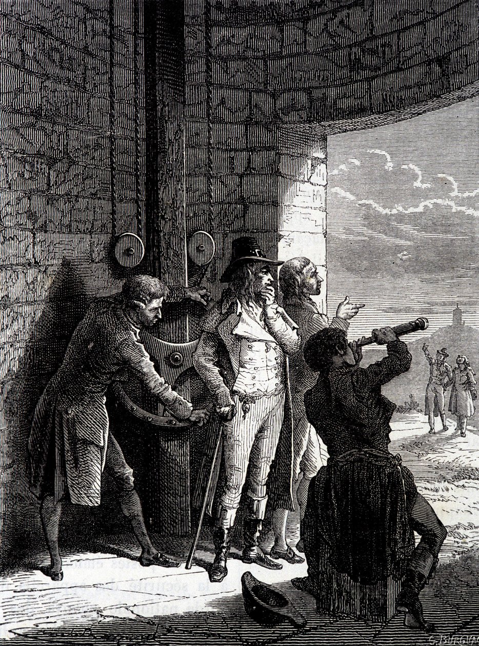 Eksperyment telegrafu Chappe wykonany 12 lipca 1793 r. z Ménilmontant do Saint-Martin-du-Tertre przed komisarzami Konwencji – w „Cuda przemysłu” Louisa Figuiera autorstwa Unknown artist