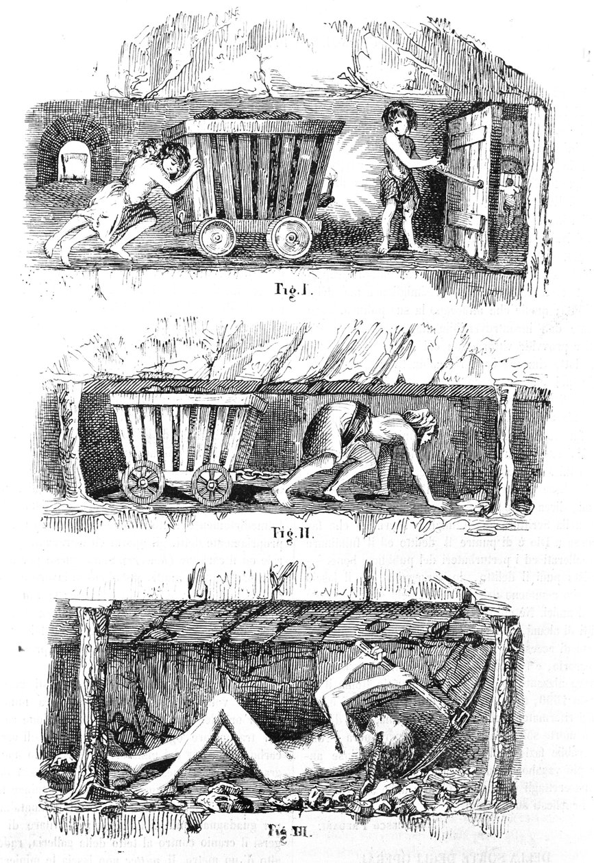 Wykorzystywanie pracy dzieci w angielskich kopalniach węgla autorstwa Unknown artist