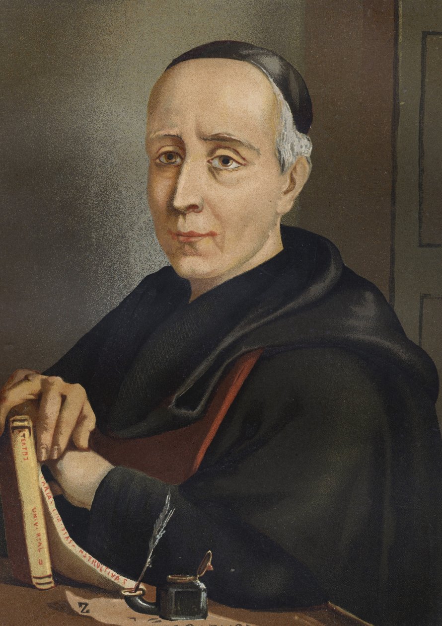 FEIJOO i CZARNOGÓRA, Benito Jeronimo (1673-1764). Hiszpański pisarz i eseista - portret autorstwa Benito Jeronimo lub Feijoo (1676-1764). Hiszpański teolog i medycyna po sławnych mężczyznach i kobietach. Barcelona 1877. autorstwa Unknown artist