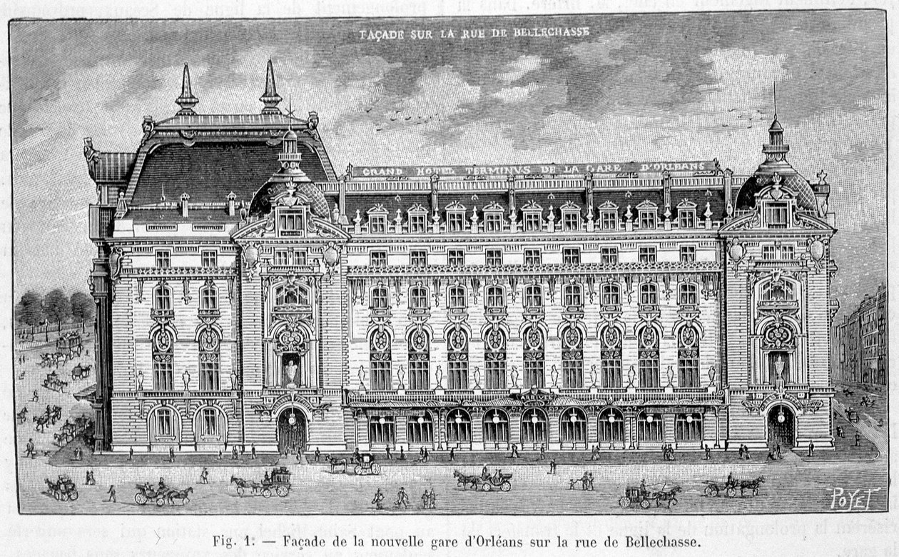 Fasada nowej stacji Orleanu przy rue de Bellechasse - w „La Nature” autorstwa Unknown artist
