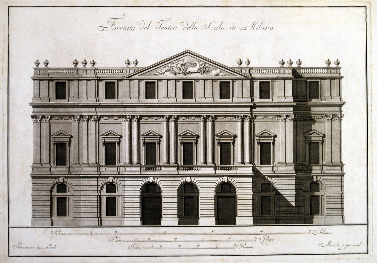 Fasada teatru alla Scala w Mediolanie. autorstwa Unknown artist