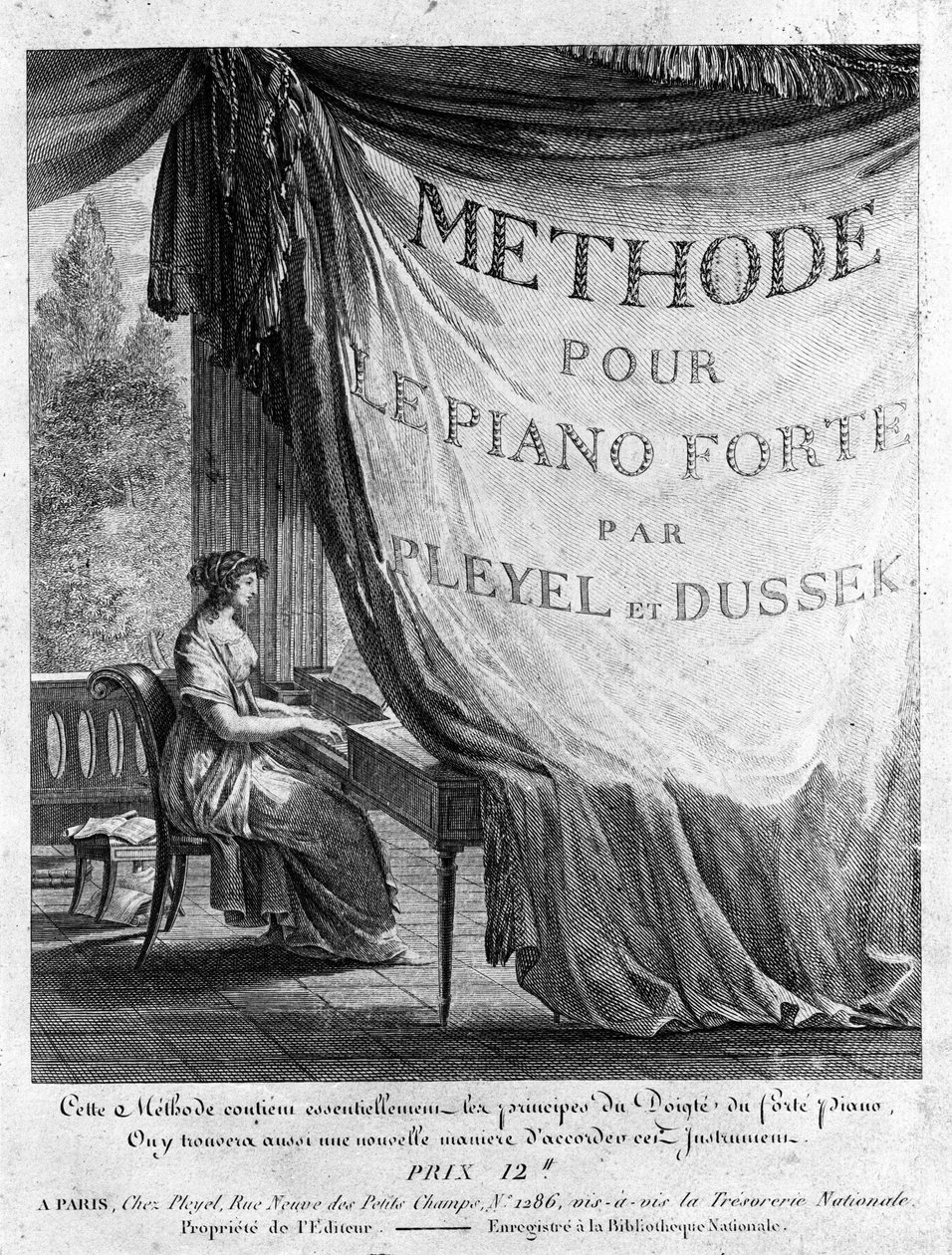 Fałszywy tytuł (fałszywy tytuł) książki „Metoda pour le pianoforte” Ignaza Pleyela (1757-1831) i Dusseka (1760-1812). autorstwa Unknown artist