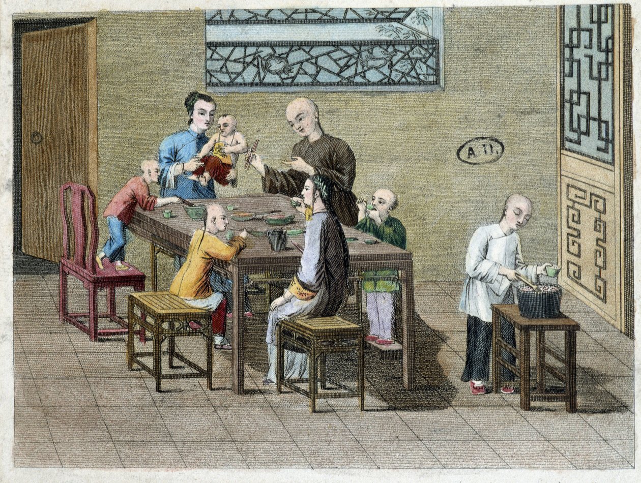 Posiłek rodzinny w Chinach w XIX wieku autorstwa Unknown artist