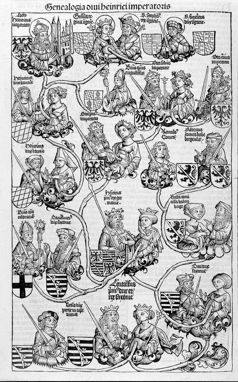 Drzewo rodzinne. W „” Kronikach Norymberskich” autorstwa Unknown artist