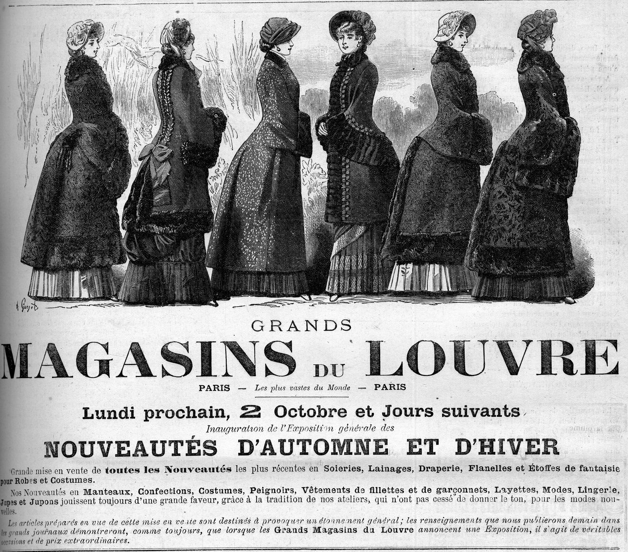 Moda kobieca XIX wiek: reklama domów towarowych w Luwrze autorstwa Unknown artist