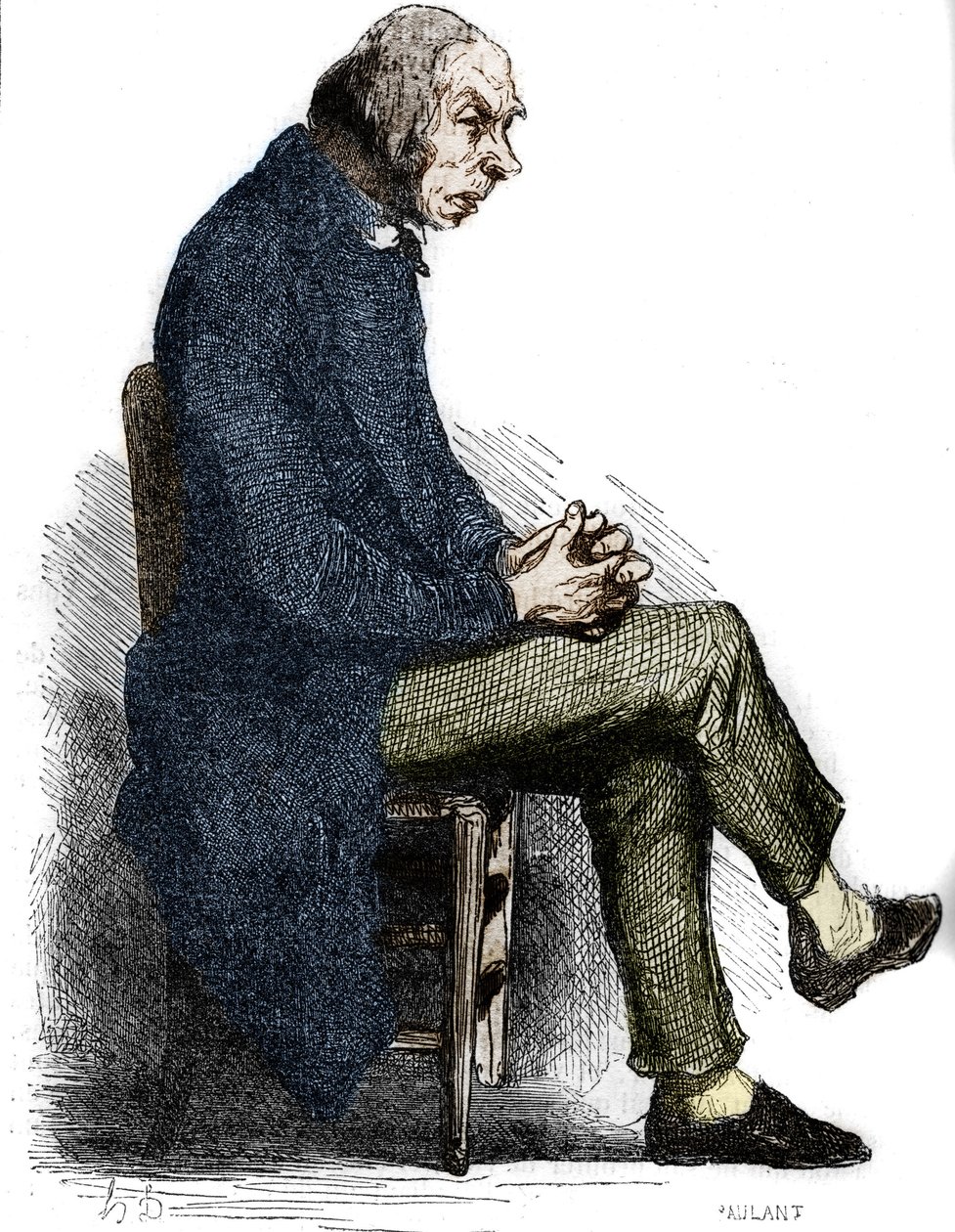 Ojciec Goriot. Grawerowanie w połowie XIX wieku. Ilustracja do „Ojca Goriota” Honore de Balzac (1799-1850). autorstwa Unknown artist