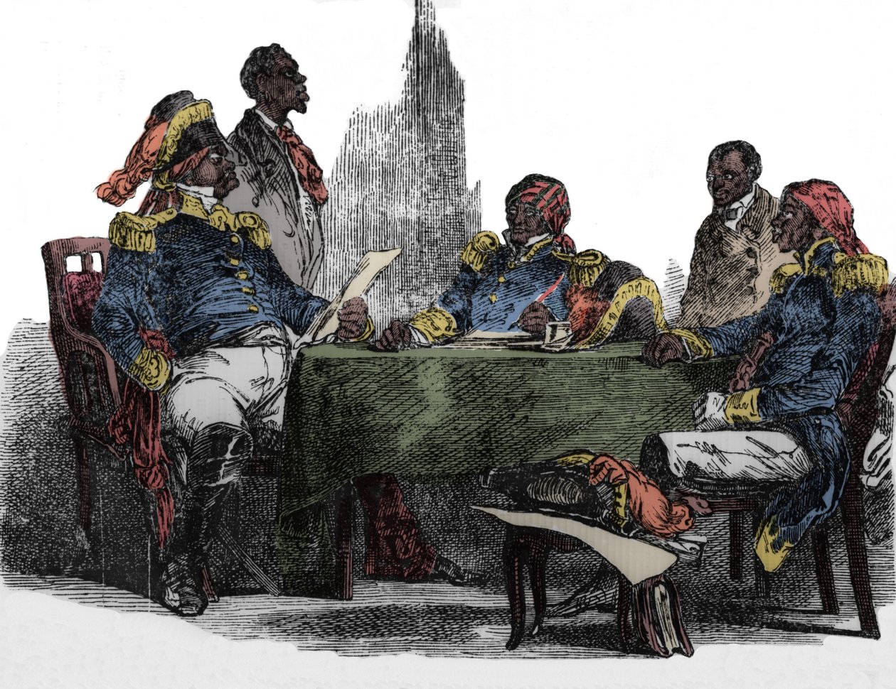 Faustin Soulouque (1782-1867) dit Faustin I, cesarz Haiti od 1847 do 1859, reprezentowany na spotkaniu Grawerowanie z „Emporio picturesco” 1850 autorstwa Unknown artist