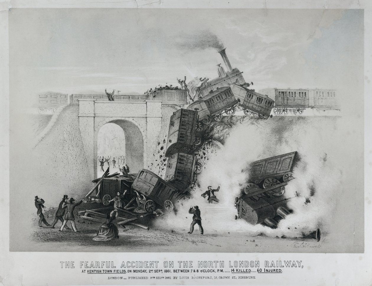 Straszny wypadek na North London Railway na Kentish Town Fields autorstwa Unknown artist