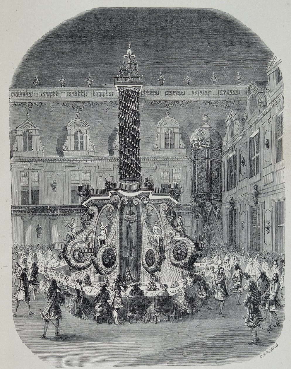 Święto Ludwika XIV (uczta na marmurowym dziedzińcu Wersalu). autorstwa Unknown artist