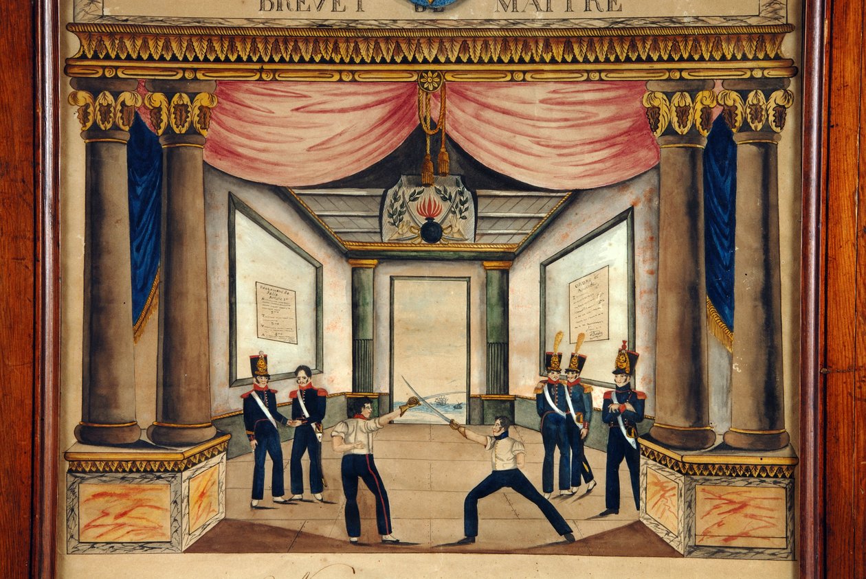 Szermierka: patent Conta pointe z kwietnia 1826 r. autorstwa Unknown artist