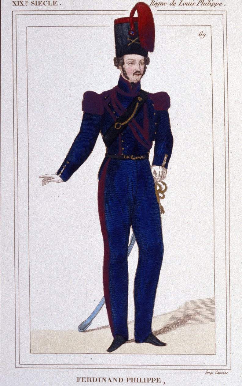 Ferdinand Philippe (Ferdinand-Philippe) Ludwik, książę Chartres, następnie książę Orleanu (1810-1842). Książę francuski, syn króla Ludwika Filipa 1er (Louis-Philippe) Francji. Grawerowanie od 1850 autorstwa Unknown artist